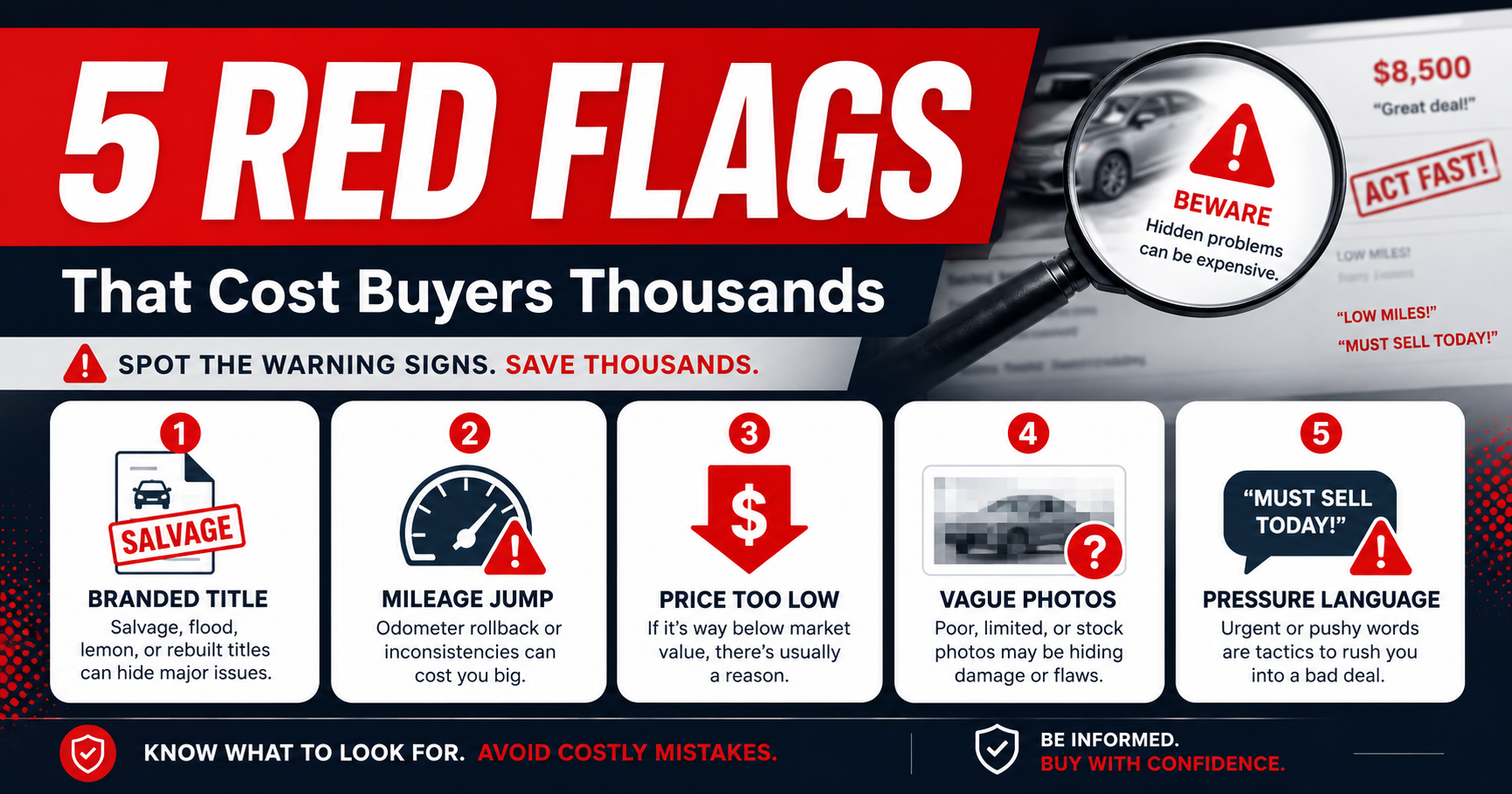 5 red flags in used car listings that cost buyers thousands - warning signs to avoid